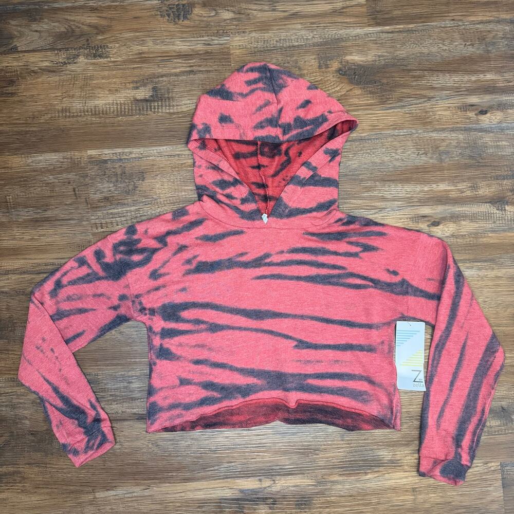 Z by Zella cutoff crop hoodie long sleeve striped sweatshirt WOMENS Medium 8/10